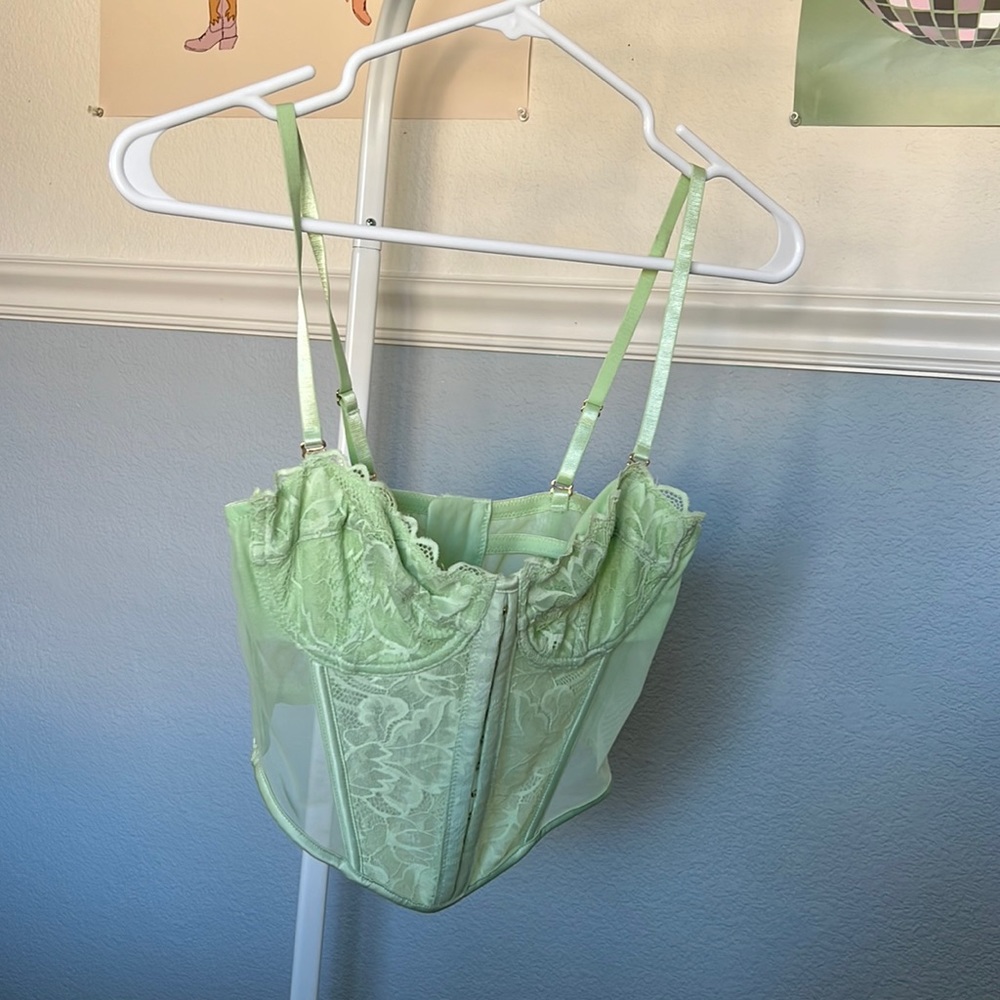 pastel green corset top